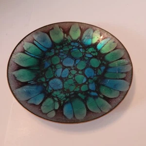 Vintage Win Ng San Francisco Enamel on Copper 5.5" Dish Plate artist Signed MCM - Picture 1 of 11
