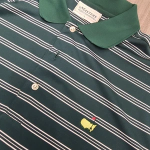 Masters Performance Golf Polo Shirt Mens Large Green Striped Augusta National - Picture 1 of 7