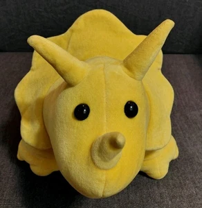 Vintage 1984 Manhattan Toy Company 24" Yellow Triceratops Dinosaur Stuffed Plush - Picture 1 of 7