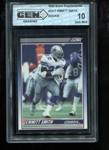 Emmitt Smith Rookie 1990 Score Supplemental #101T RC Card Cowboys GEM MINT 10 - Bild 1 von 2