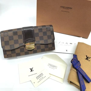 [Rango C] Cartera Larga Louis Vuitton Damier Portofeuil Sistina N61747 Marrón Usada - Imagen 1 de 12