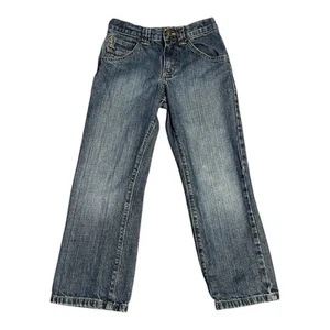 WRG Wrangler Jeans Co Boys Regular Straight Leg Jeans Size 8 Adj Waist Med Wash - Picture 1 of 7