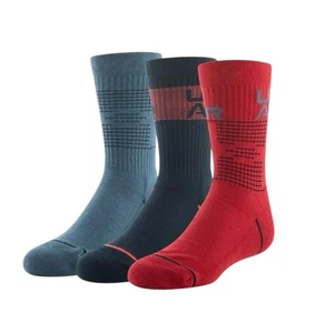 Under Armour UA PHENOM Cushioned Crew Socks Red Black Youth Size 4.5-7 - Picture 1 of 6