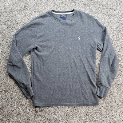 Camisa Polo Ralph Lauren Para Hombres Pequeña Gris Tejido Gofre Capa Base Térmica Campamento Caminata Foto 1 de 4