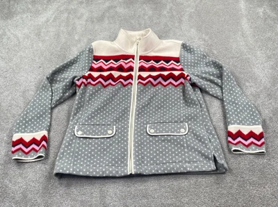 Chaqueta Talbots a lunares Chevron polar con cremallera para mujer talla pequeña MP gris rojo Foto 1 de 4
