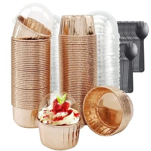 Foil Cupcake Liners with Lids 100Pack,3.5Oz Mini Muffin Liners Cupcake Baking... - Picture 1 of 7
