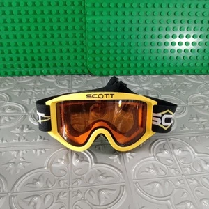 Vintage Scott Ski Snow Snowboarding Motocross Goggles Yellow Amber Lens - Picture 1 of 13