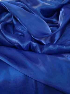 Tela vendida por yarda organza de seda azul real tela iridiscente graduación novia Foto 1 de 4