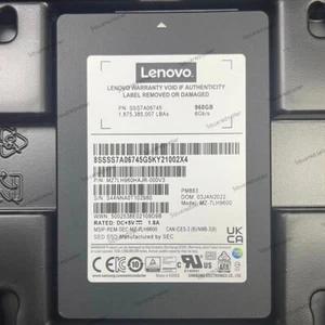 Samsung PM883 960GB Lenovo SSD 2.5" SATA 6Gbps MZ-7LH9600 MZ7LH960HAJR-000V3 - Afbeelding 1 van 2