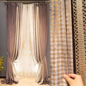 light luxury flannel offset printing purple pink velvet cloth curtain drape C932 - Picture 1 of 12