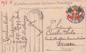 14-12B) WW1 FRANCHIGIA 1916 POSTA MILITARE FANTERIA ZONA DI GUERRA FIRENZE - Imagen 1 de 2