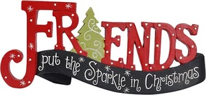 Friends Put the Sparkle in Christmas Resin Flor Cubo Invierno Nuevo con Etiquetas 8 x 7,5 - Imagen 1 de 1