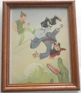 Walt Disney MARJORIE TORREY Illustrator PETER PAN Framed Random House 1957 Page - Picture 1 of 2