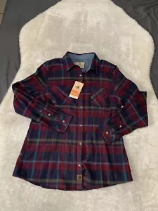 Legendary Whitetails Shirt Womens Large Red Sangria Plaid Cottage Escape Flannel - Picture 1 of 7