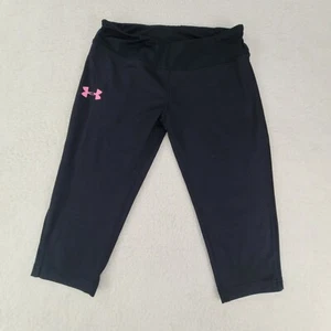 Under Armour Pants Girls Youth Large Black Capri Lightweight Casual - Picture 1 of 7