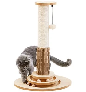 Made4Pets 23" Tall Sisal Cat Scratcher Post with Self Groomer, 4-in-1 Interac... - Picture 1 of 9