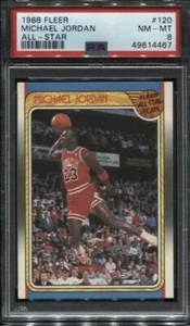 1988 Fleer All-Star Basketball #120 Michael Jordan Chicago Bulls HOF PSA 8 - Foto 1 di 1