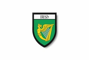 PARCHES PARCHE EMBLEMA HIERRO SOBRE PEGAMENTO IMPRESIÓN BANDERA escudo mundial irlanda arpa irlandesa - Imagen 1 de 1