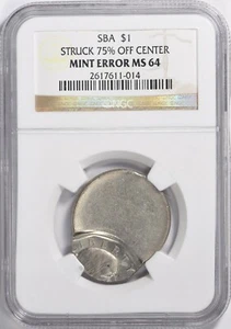 ER292 Mint Error Susan B. Anthony Dollar Struck 75% Off Center NGC MS64 - Picture 1 of 8