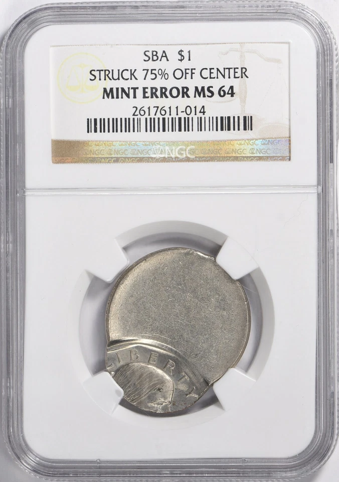 ER292 Mint Error Susan B. Anthony Dollar Struck 75% Off Center NGC MS64 - Image 1 of 4