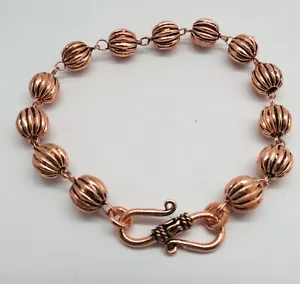 1 Piece Bracelets Chain Copper Beads Beaded Link Bracelet 7.5" Long Handmade - Picture 1 of 2