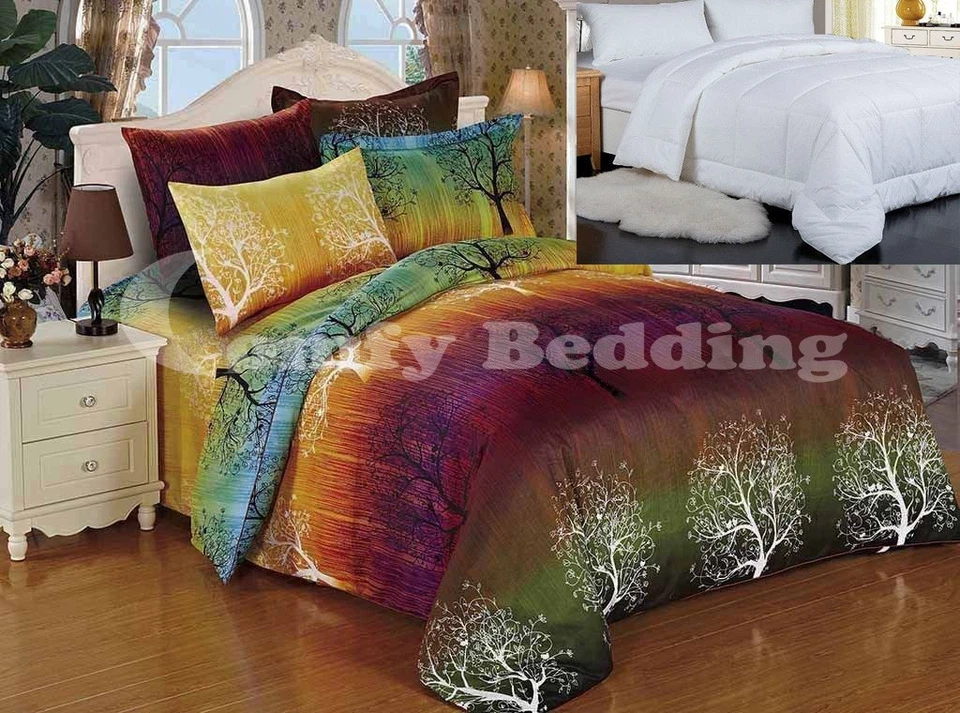RAINBOW TREE Bedding Set: Duvet Cover Set or White Comforter or Both, Queen/King - Image 1 of 4