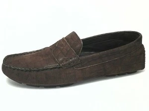 COLE HAAN Womens Shoes Driving Loafers Brown Croc Leather Comfort US 7.5/38 $160 - Picture 1 of 1