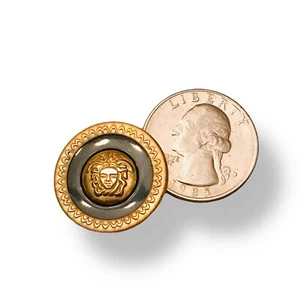 One (1) Matt Gold/Black Metal Button of the Greek Mythology Medusa Snake Head - Picture 1 of 2