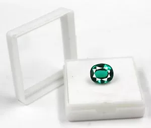 7.35 Ct Certified Oval Cut Zambia Natural Eye Clean Green Emerald Gemstone AKG - Picture 1 of 7