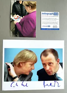 ANGELA MERKEL & FRIEDRICH MERZ In-person signed Foto 20x25 Autogramm+COA ACOA - Bild 1 von 2