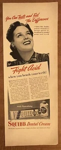 1939 Squibb Dental Cream Tooth Powder Fight Acid 1930s Print Ad - Picture 1 of 1