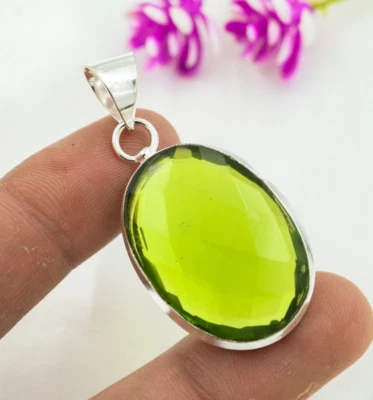 Colgante de piedras preciosas de peridoto hecho a mano joyería de plata de ley 925 para Acción de Gracias Foto 1 de 4