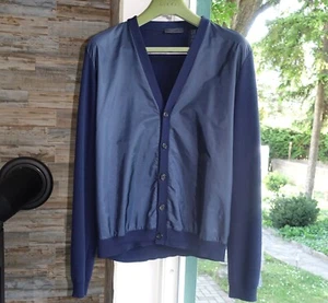 PRADA CARDIGAN 52 wool jacket knit pullover sweater navy dark blue l xl - Bild 1 von 14