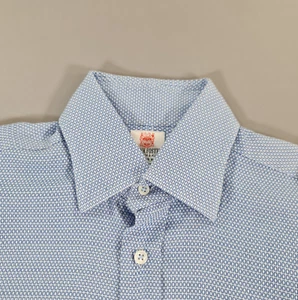 Camisa Frank Foster Para Hombre Azul 14 Geométrica Mangas Largas Algodón Abotonada - Imagen 1 de 8