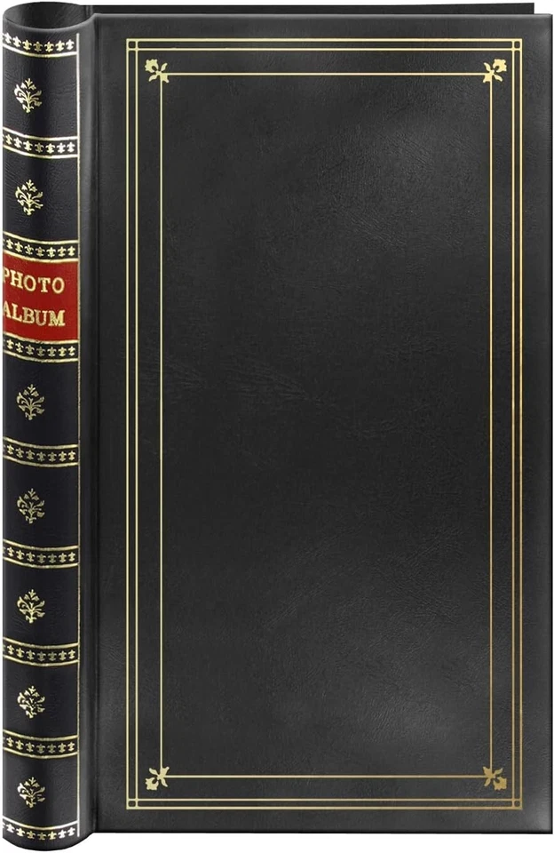 Spiral Bound Photo Album 300 Bi-directional Memo Pockets Hold 4x6 Photos Black