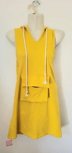 Vintage Sz M Yellow Long Hoodie Jumper With Pocket - Picture 1 of 14