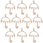 10Pcs Umbrella Shaped Alloy Open Back Bezel Pendants Resin Frame, Rose Gold