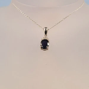 Iolite Water-Sapphire Necklace, Cubic Zirconia, Semi Precious Blue Iolite - Picture 1 of 4