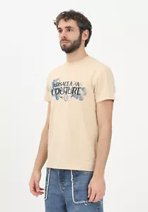 VERSACE JEANS COUTURE T-shirt Uomo Beige T-shirt manica corta T-shirt a ma - Foto 1 di 5