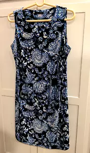 Tommy Hilfiger Damen Gr. 10 Blau Blumen Ärmellos Stretch Etuikleid - Bild 1 von 3