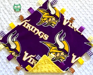 Minnesota Viking Football Fleece & gelb Minky Tag Taggie Sicherheitsdecke - Bild 1 von 1