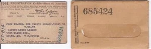 1943 Maryland Car Registration Card & Envelope for 1937 Chevy Sedan - Picture 1 of 1