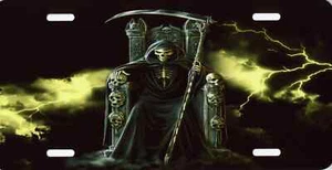 Grim Reaper Trono Fulmine Mitico Colore Foto Targa 12"x6" Metallo NUOVO - Foto 1 di 1