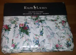 Ralph Lauren Blaine Morning Glory Rosen Blumenstrauß flaches Laken gerüschter Zwilling - Bild 1 von 2