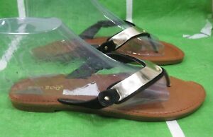 new soft sole Summer black/gold Slip On Flip Flop Sandals Women Size 6