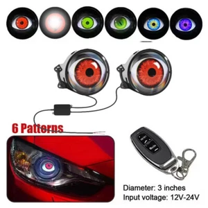 2PCS Devil Eyes LED Headlights Dynamic 12V Car Remote Control Headlight Retrofit - Picture 1 of 17