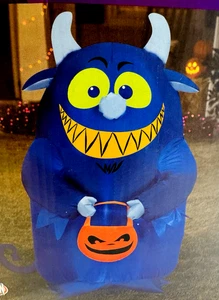 Lighted Inflatable Halloween Candy Monster Horned Goblin Haunted Living 4.5 FEET - Picture 1 of 10