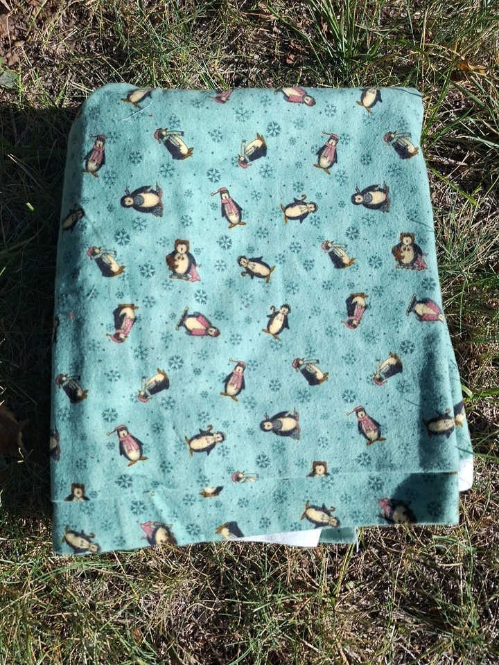 Christmas Fabric Flannel Penquins 42" x 72"  new - Image 1 of 1