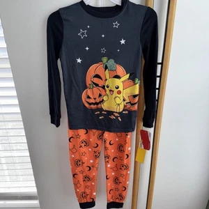Pokémon Halloween pumpkin 2 PIECE PAJAMA SET SIZE 8 NEW WITH TAGS Pjs - Picture 1 of 8