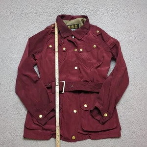 Barbour International Broton Bikerjacke Damen Medium rot Rolleranzug mit Gürtel  - Bild 1 von 15